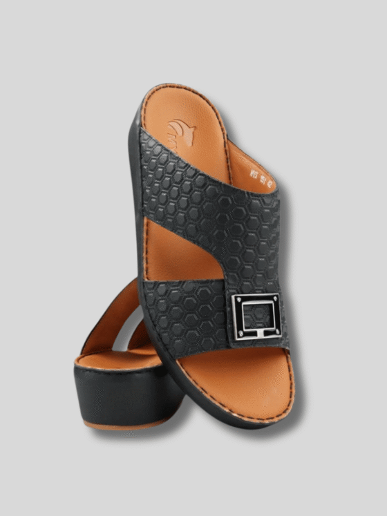 mentor-men-sandals-uae-black نعال رجالي مينتور اماراتي جلد طبيعي كامل