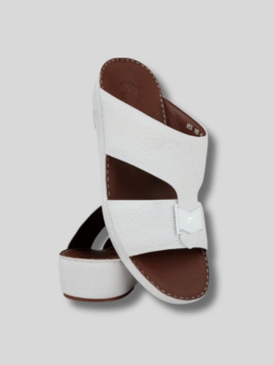 mentor-men-sandals-uae-striped-leather-white نعال رجالي ابيض